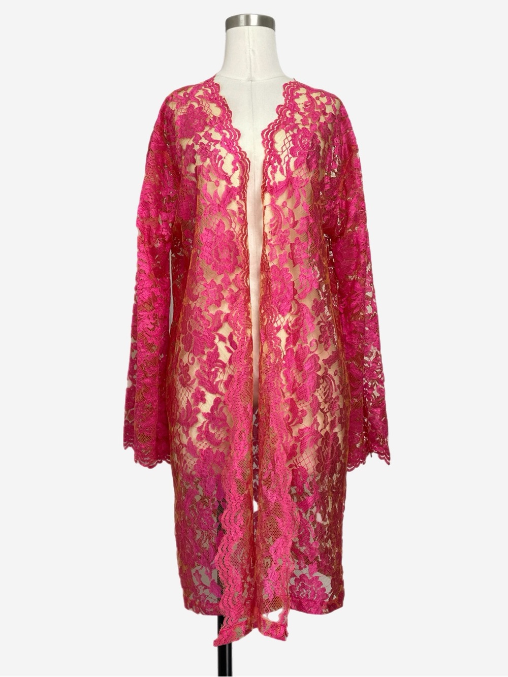 Lenni the Label Pink orange floral lace sheer duster kimono coverup boho OS